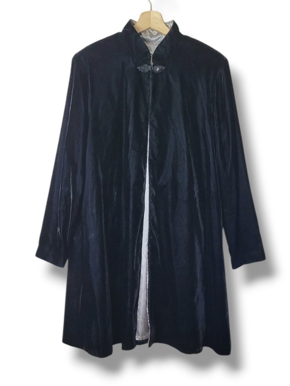 Patra Vintage Black Velvet Opera Coat Goth Vamp Long Swing Jacket Size XL